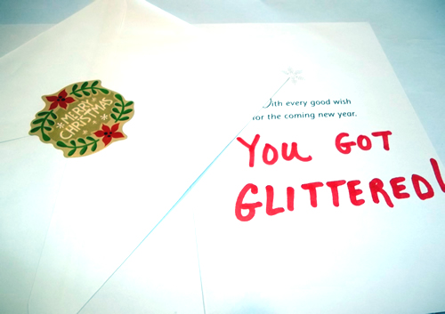 Holiday Card Glitter Bomb Prank -