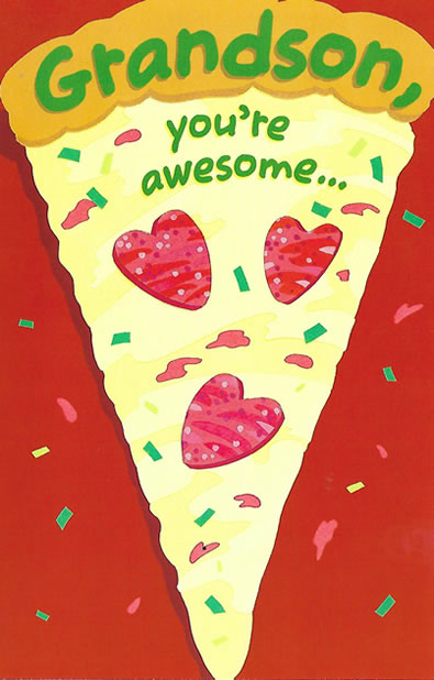 Valentines Day Card for Grandson - Pizza You're Awesome Glitter Card