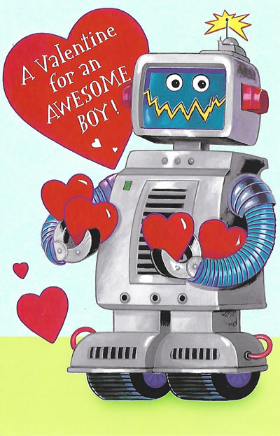 Fun Robot Valentine's Day Card for a Boy - Custom