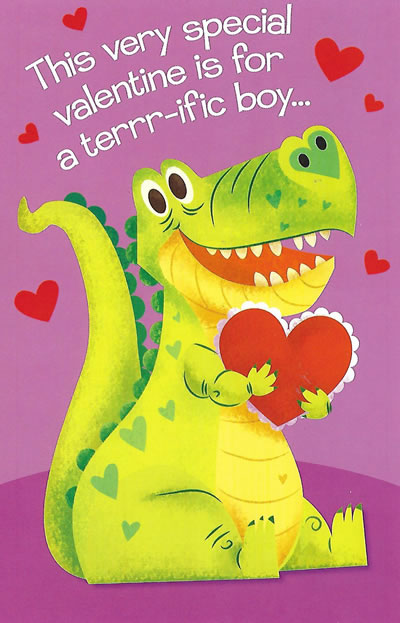 Valentine's Day Card for a Boy - Dinosaur Valentine Card