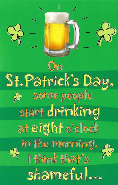 St. Paddy Day Funny Drinking Card - Add Green Glitter