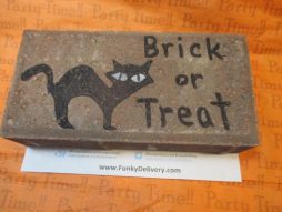 Brick or Treat Brick with Black Cat Drawn on it - Funky Delivery