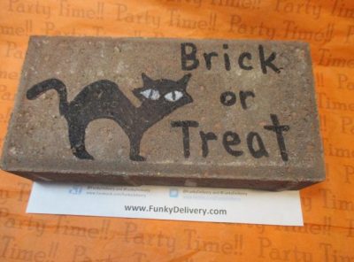 Brick or Treat Brick with Black Cat Drawn on it - Funky Delivery