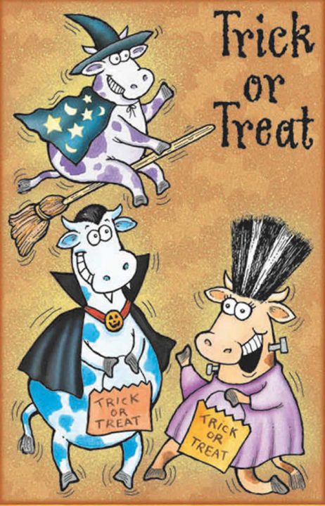 Vampire Cows Halloween Card - Glitter Bomb Card Style