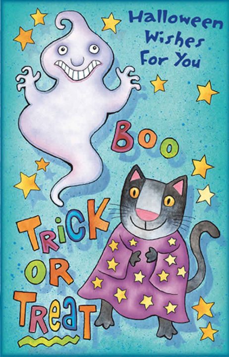 Halloween Wishes Greeting Card - Boo - Trick or Treat with Glitter Bomb Option