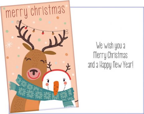 Reindeer and Snowman Christmas Card - Add Confetti for Fun