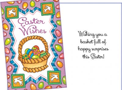 Easter Wishes Basket of Eggs Easter Card