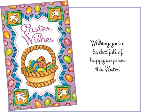 Easter Wishes Basket of Eggs Easter Card